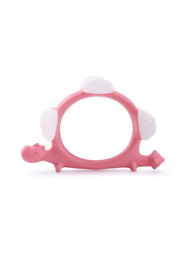 Smily Mia Norman The Dinosaur Pink Soft & Durable Silicone Teether Toy/Gum Massager/Teething Bracelet for 3M+ Babies.