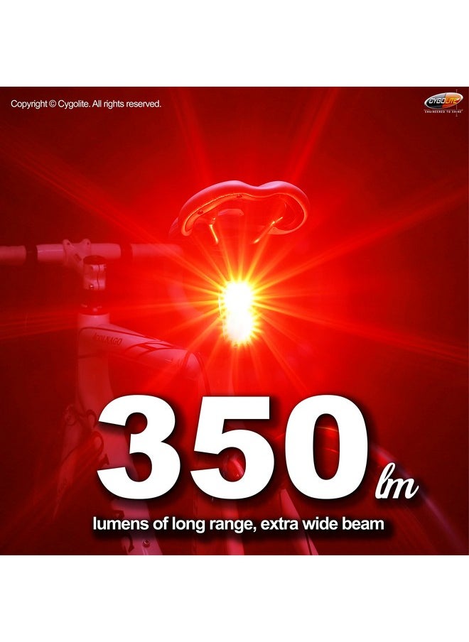 Hypershot - 350 Lumen Bike Tail Light- 7 Night & Daytime Modes-User Adjustable Flash Speeds- Compact & Durable-Ip64 Water Resistant-Secured Hard Mount-Usb Rechargeable-Great For Busy Streets