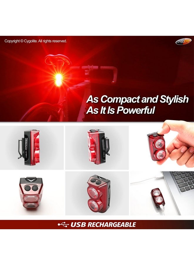Hypershot - 350 Lumen Bike Tail Light- 7 Night & Daytime Modes-User Adjustable Flash Speeds- Compact & Durable-Ip64 Water Resistant-Secured Hard Mount-Usb Rechargeable-Great For Busy Streets