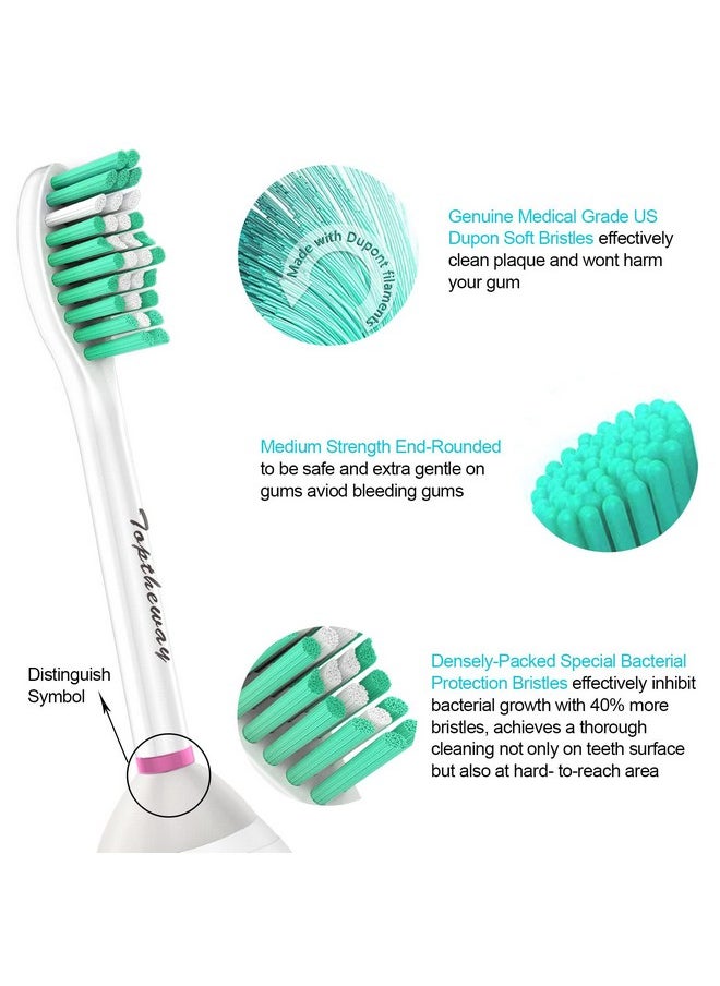 Toptheway Replacement Brush Heads Compatible with Sonicare E-Series Essence Xtreme Elite Advance and CleanCare Screw-On Toothbrush Handles 7022/66, 6 Pack