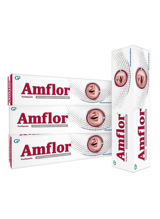 Amflor Toothpaste for Braces | Prevents Cavities & White Spot Lesions | Organic Amine Fluoride for Enamel Remineralization| Mint Flavour Orthodontic Toothpaste | Pack of 4 (70 g per pack)