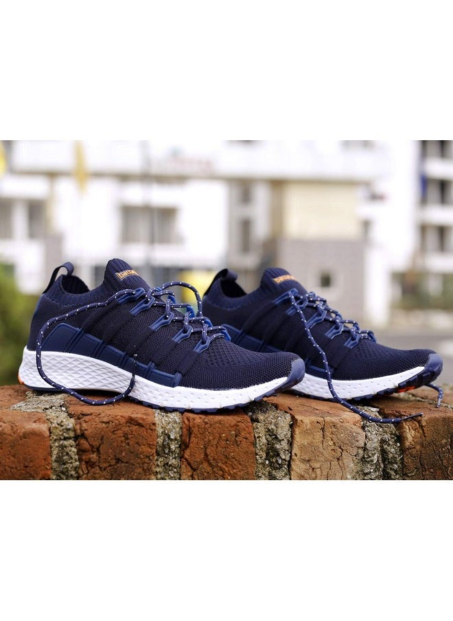 Bucci® Men'S Stella Comfortable Running Shoes With Adaptive Smart Cushioning 5 In 1 Uni-Moulding Technology Professional Non Slip Sneakers - Blue, Size Uk7