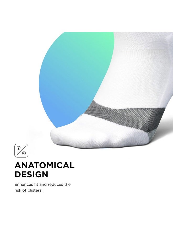 Elite Light Cushion Quarter Solid - Sport Sock With Targeted Compression - New White, L (1 Pair)