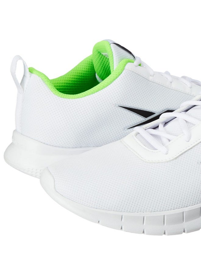 Men Synthetic/Textile Stride Runner M Running Shoes White/Black/Solar Lime Uk-7
