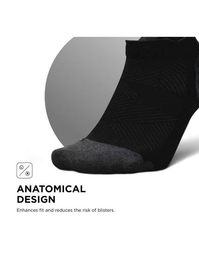 Elite Max Cushion No Show Tab Ankle Socks - Sport Sock With Targeted Compression - New Black, L (3 Pair)