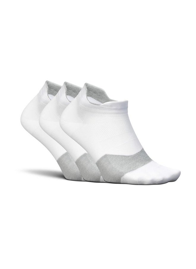 Elite Ultra Light Cushion Ankle Socks - Sport Sock With Targeted Compression - New White, M (3 Pair)