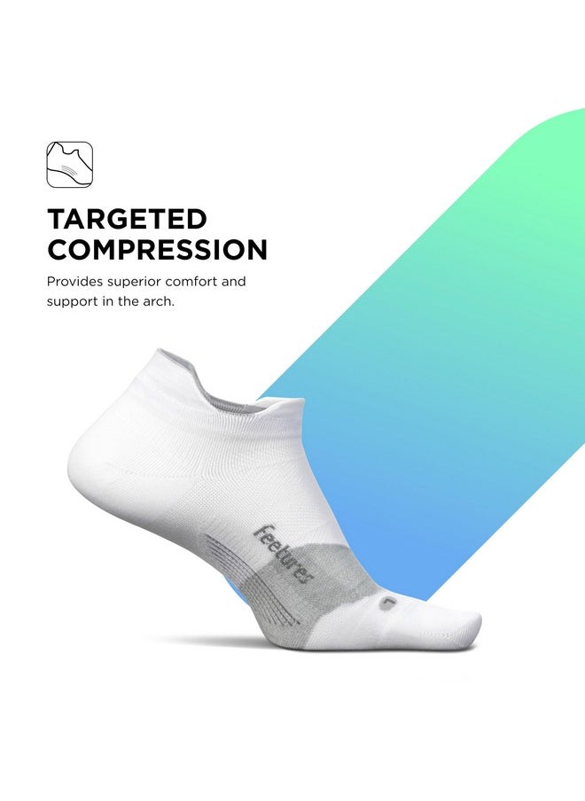 Elite Ultra Light Cushion Ankle Socks - Sport Sock With Targeted Compression - New White, M (3 Pair)
