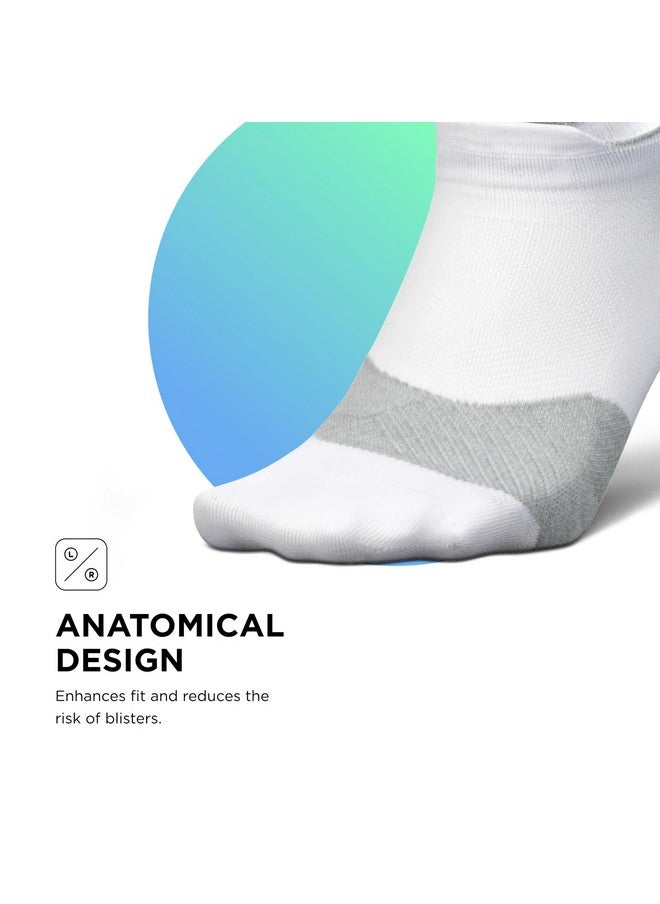 Elite Ultra Light Cushion Ankle Socks - Sport Sock With Targeted Compression - New White, M (3 Pair)