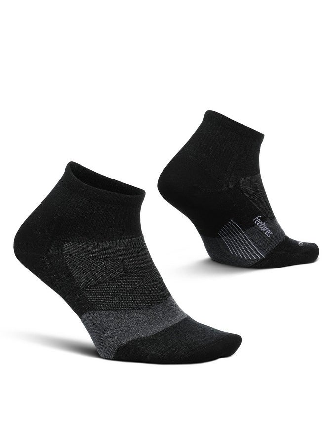 Merino 10 Ultra Light Quarter Sock Stripe (1 Pair) Large, Charcoal