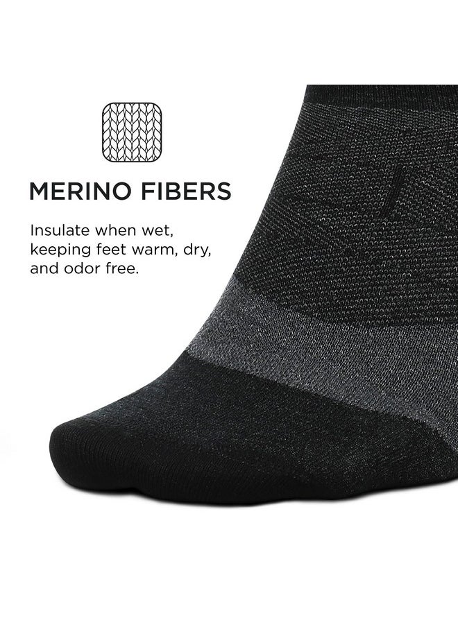 Merino 10 Ultra Light Quarter Sock Stripe (1 Pair) Large, Charcoal