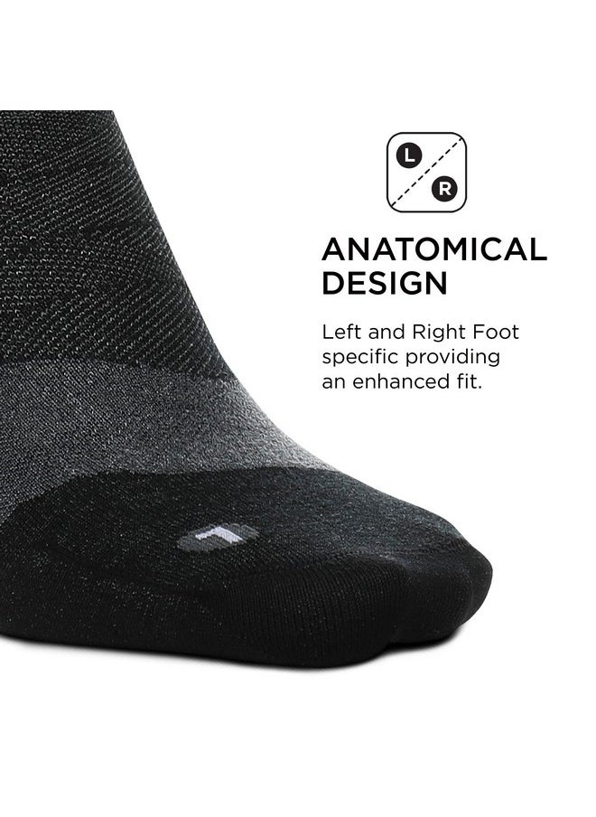 Merino 10 Ultra Light Quarter Sock Stripe (1 Pair) Large, Charcoal