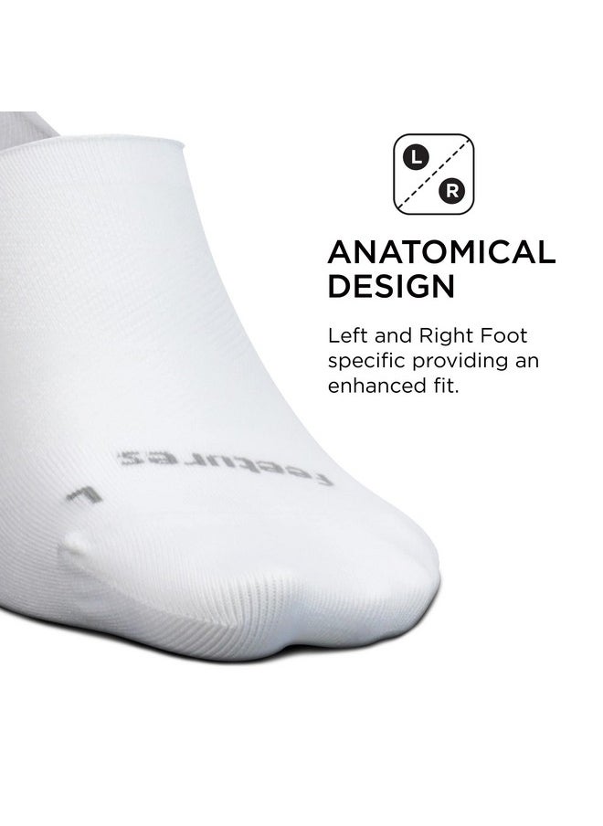 Elite Invisible Socks - Anti-Slip Sport Sock Liner With Targeted Compression - White, L (1 Pair)