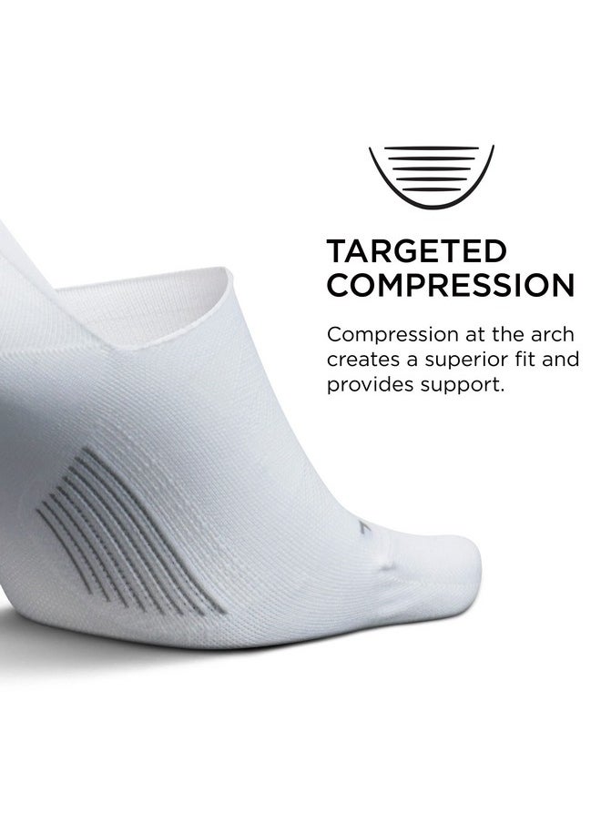 Elite Invisible Socks - Anti-Slip Sport Sock Liner With Targeted Compression - White, L (1 Pair)