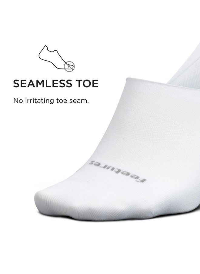 Elite Invisible Socks - Anti-Slip Sport Sock Liner With Targeted Compression - White, L (1 Pair)