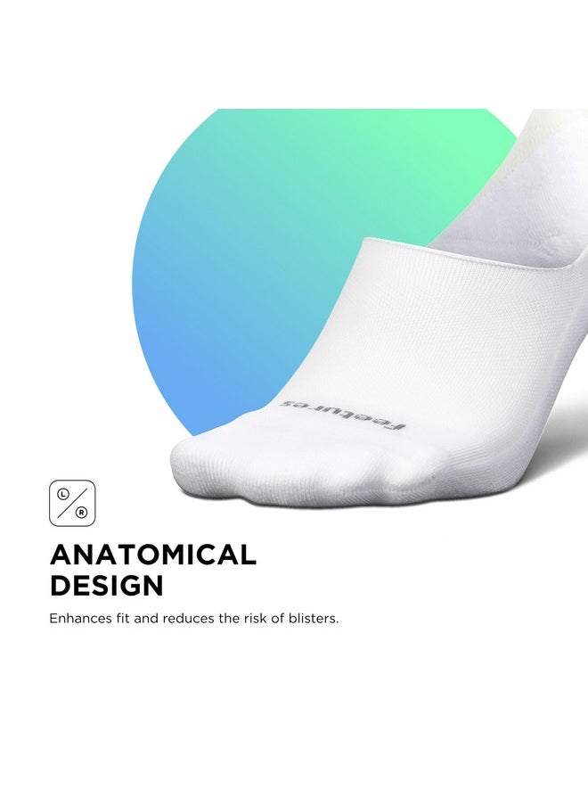 Elite Invisible Socks - Anti-Slip Sport Sock Liner With Targeted Compression - White, M (1 Pair)