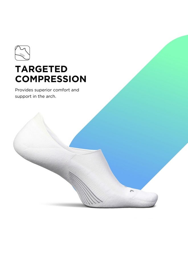 Elite Invisible Socks - Anti-Slip Sport Sock Liner With Targeted Compression - White, M (1 Pair)