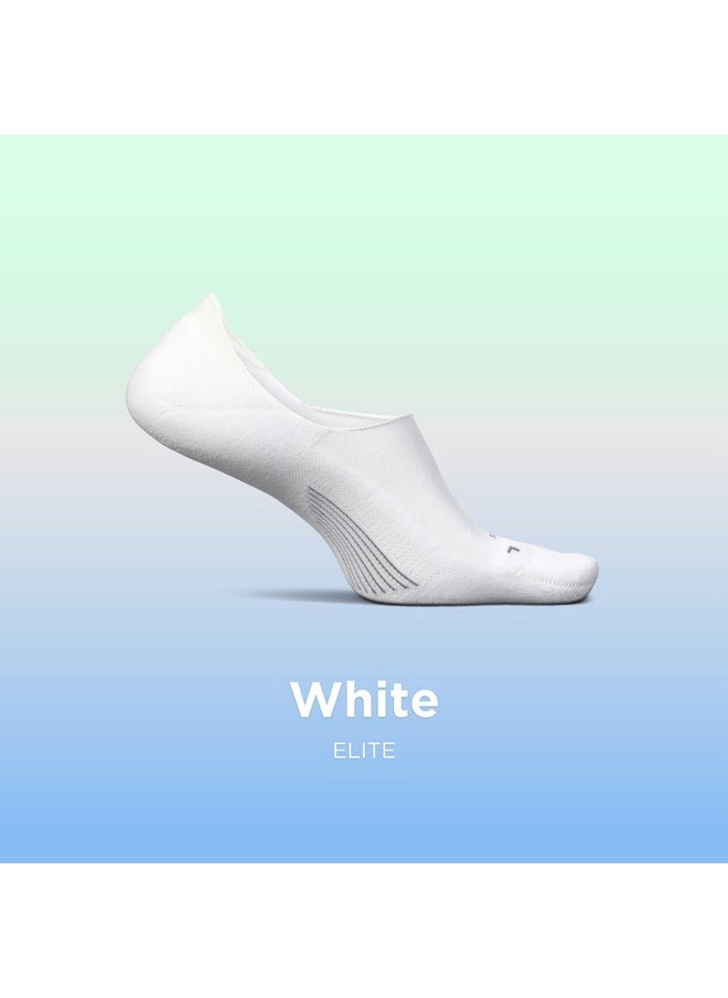 Elite Invisible Socks - Anti-Slip Sport Sock Liner With Targeted Compression - White, M (1 Pair)