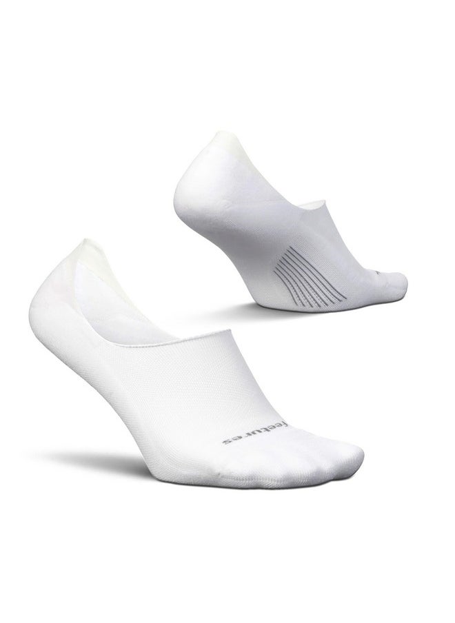 Elite Invisible Socks - Anti-Slip Sport Sock Liner With Targeted Compression - White, M (1 Pair)