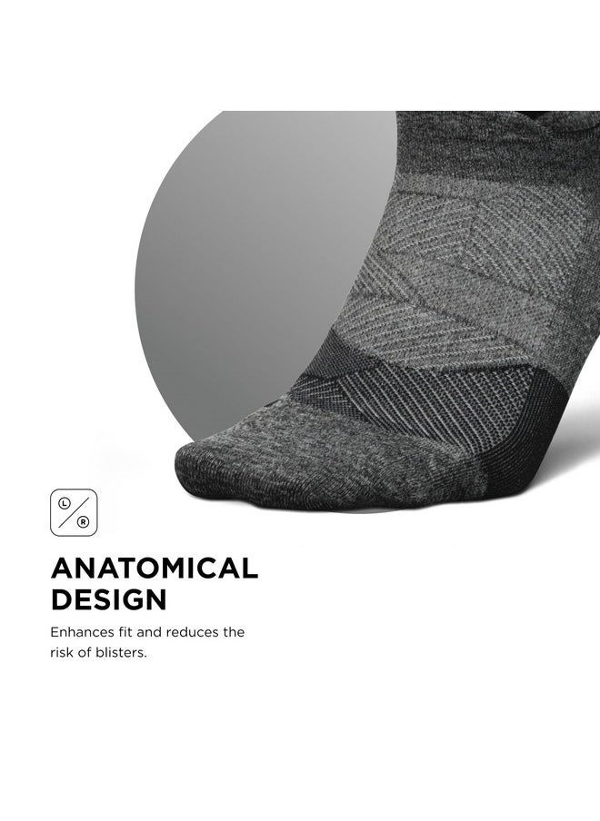 Elite Light Cushion No Show Tab Ankle Socks - Sport Sock With Targeted Compression - New Gray, Xl (3 Pair)