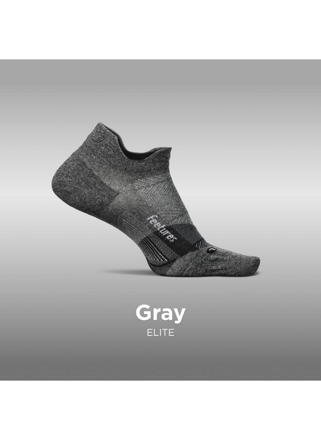 Elite Light Cushion No Show Tab Ankle Socks - Sport Sock With Targeted Compression - New Gray, Xl (3 Pair)