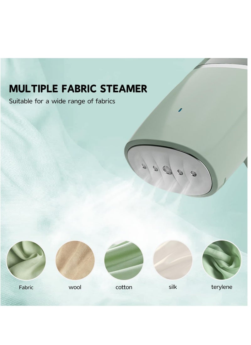 Steamer for Clothes, Foldable Handheld Steamer, 1000W Fabric Wrinkle Remover with Brush & Measure Cup Lightweight Fabric Steam Iron for Home and Travel, Green