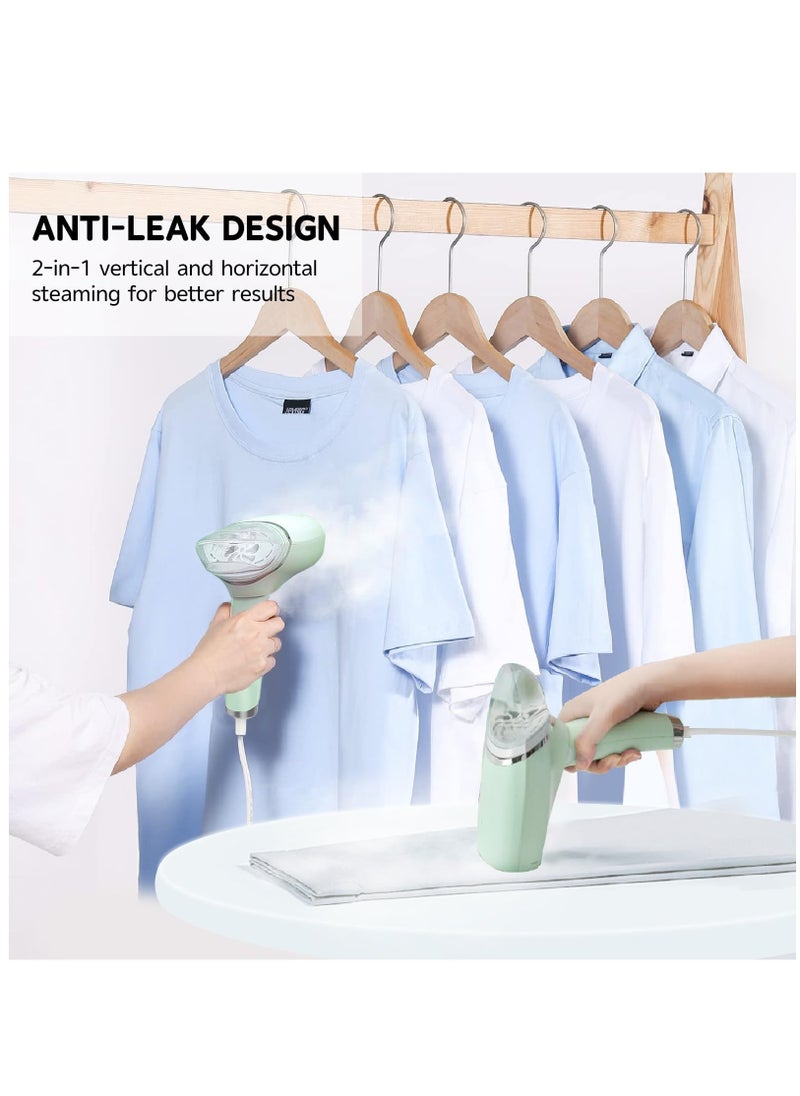 Steamer for Clothes, Foldable Handheld Steamer, 1000W Fabric Wrinkle Remover with Brush & Measure Cup Lightweight Fabric Steam Iron for Home and Travel, Green