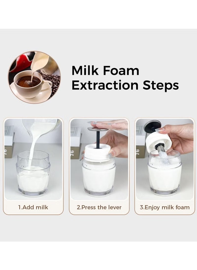 New Manual Portable Espresso Machine with Milk Foamer - 120ML Compact Coffee Maker for Home, Office, and Travel - Black