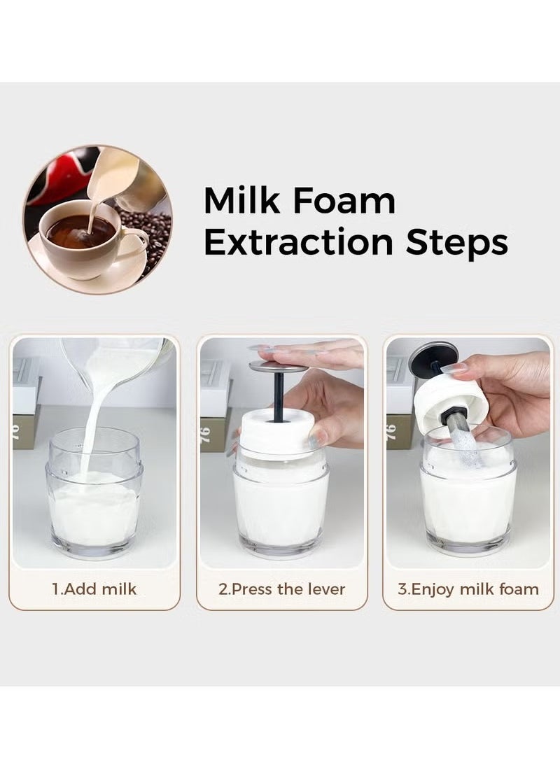 New Manual Portable Espresso Machine with Milk Foamer - 120ML Compact Coffee Maker for Home, Office, and Travel - Black