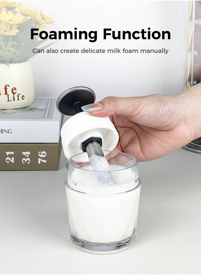 New Manual Portable Espresso Machine with Milk Foamer - 120ML Compact Coffee Maker for Home, Office, and Travel - Black