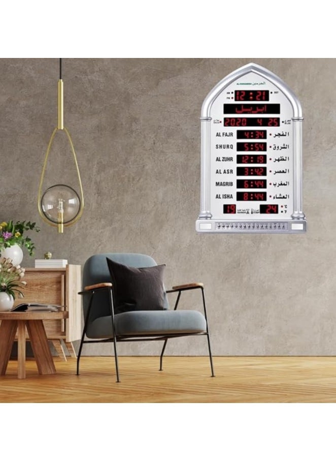 Harameen Large Digital Azan Table Clock - Muslim Prayer Azan Clock | Prayer Alarm Table Clock with Worldwide Prayer Times and Multiple Azan Sounds (HA-5118)-COLOURS VERY