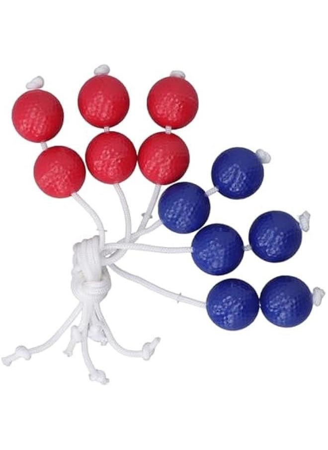 Ladder Toss Balls, Ladder Toss Bolo Replacement Set, Outdoor Lawn Yard Beach Game Soft Rubber Hard Balls for Kids Adults Family 3 Red 3 Blue