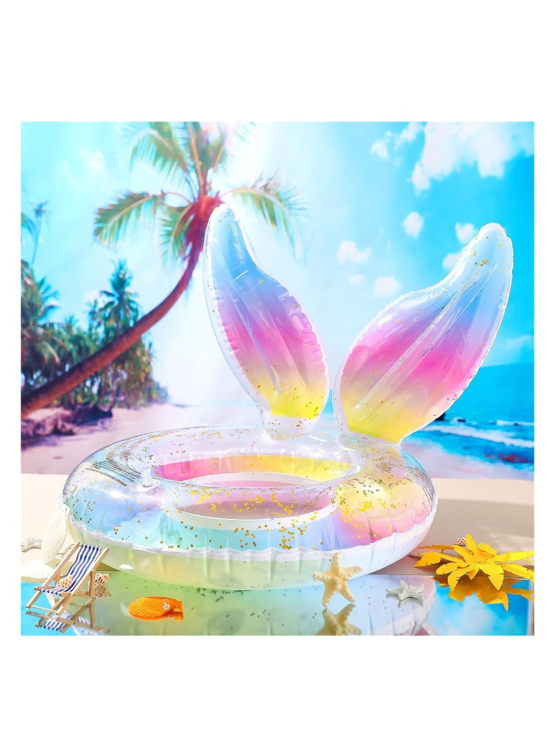 Mermaid Pool Floats Girls Inflatable Swimming Float Tubes Mermaid Tail Float Glitters Rainbow Beach Floats for Girls Boy , Water Beach Party Supplies