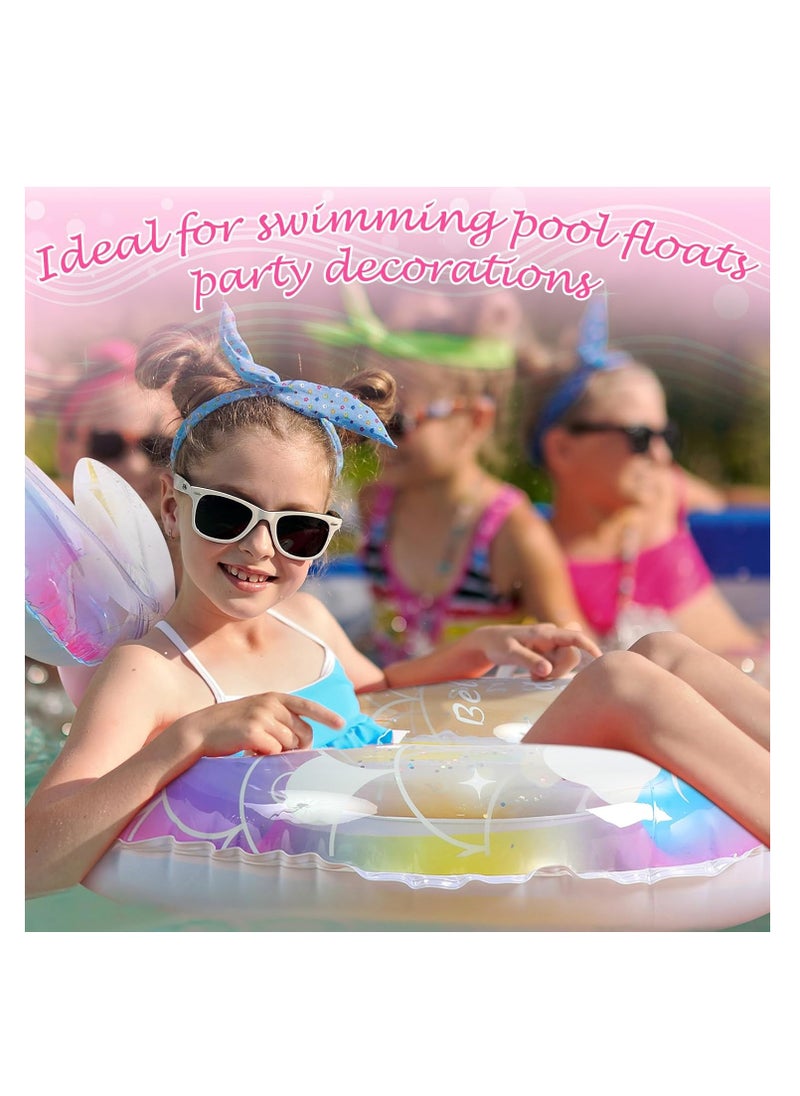 Mermaid Pool Floats Girls Inflatable Swimming Float Tubes Mermaid Tail Float Glitters Rainbow Beach Floats for Girls Boy , Water Beach Party Supplies