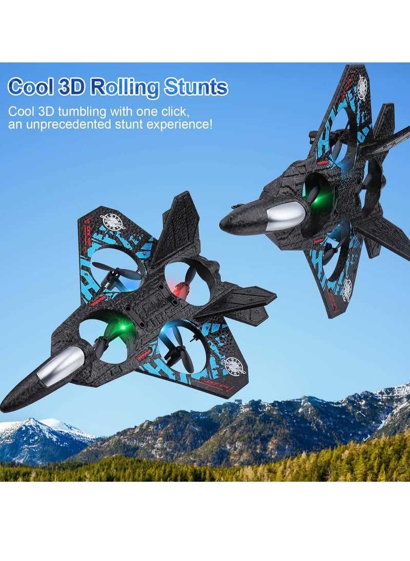 Aeroplane 2.4GHz Remote Controlled Aeroplane L0712 Quadcopter Floating Fighter Plane RC Aeroplane RTF for Beginners Children and Adults APlane Toy with Coloured Lights USB Charging