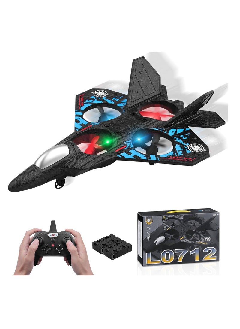 Aeroplane 2.4GHz Remote Controlled Aeroplane L0712 Quadcopter Floating Fighter Plane RC Aeroplane RTF for Beginners Children and Adults APlane Toy with Coloured Lights USB Charging