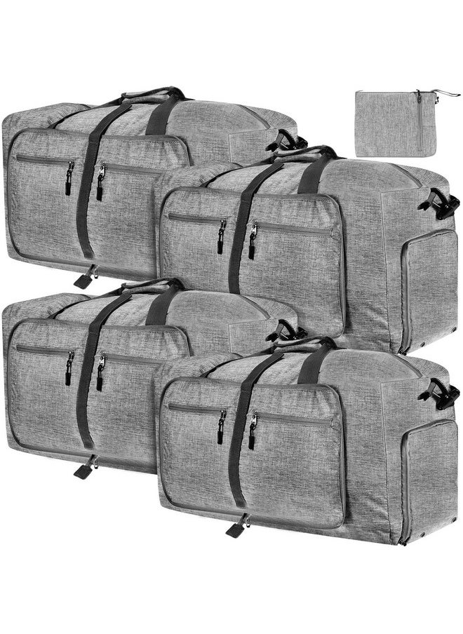 Kacctyen 4 Pcs Travel Duffle Bags 65l Foldable Duffel Bags Weekender Bags with Shoes Compartment and Adjustable Strap Waterproof Gym Bag Overnight Luggage Bags Weekender Bags for Men Women(Gray)