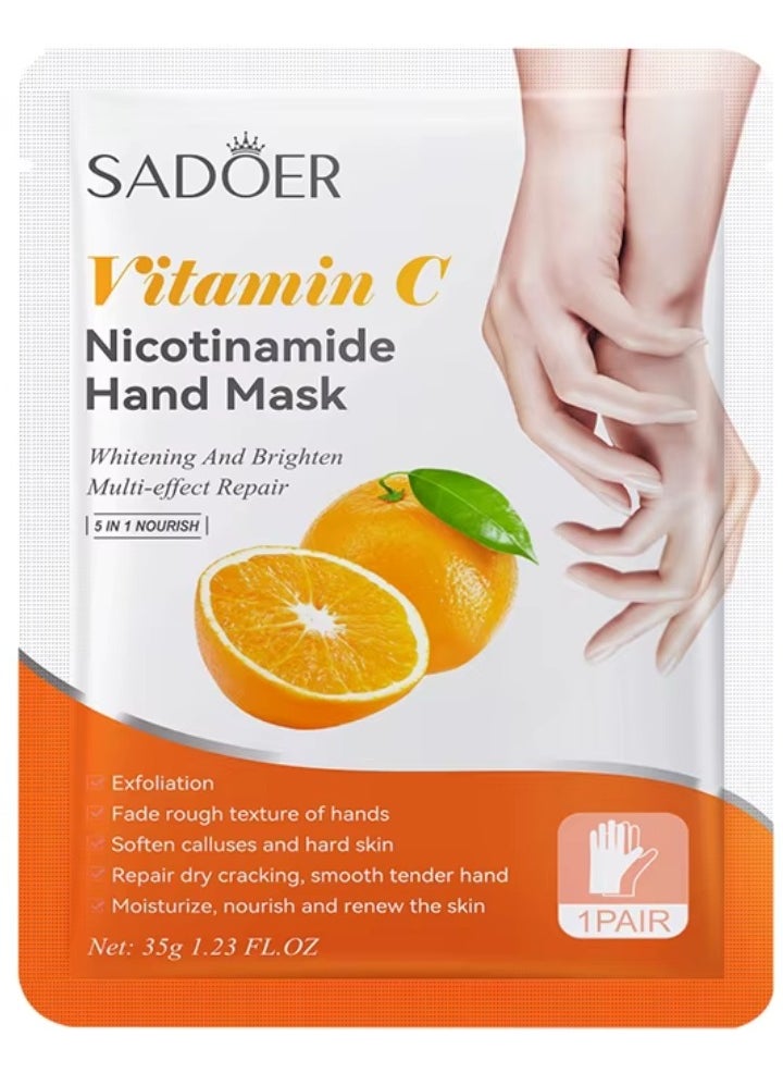 10 Pcs Vitamin C Nicotinamide Mask Set  5 Pcs Foot Masks 5 Pcs Hand Masks Vitamin C Moisturizing Brightening Hydrating Nourishing Skin Exfoliation Hand Foot Mask Repair Soften Calluses and Hard Skin Hand Foot Exfoliate Mask