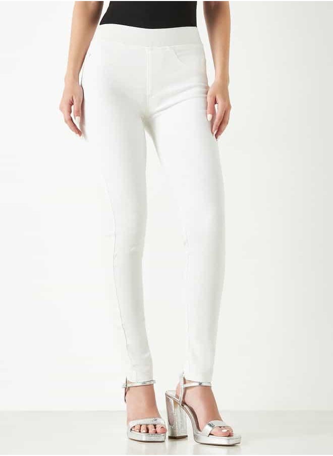 Lee Cooper Plain Jeggings with Elasticised Waistband and Pocket Detail