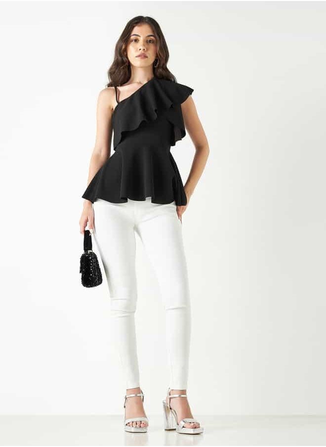 Lee Cooper Plain Jeggings with Elasticised Waistband and Pocket Detail