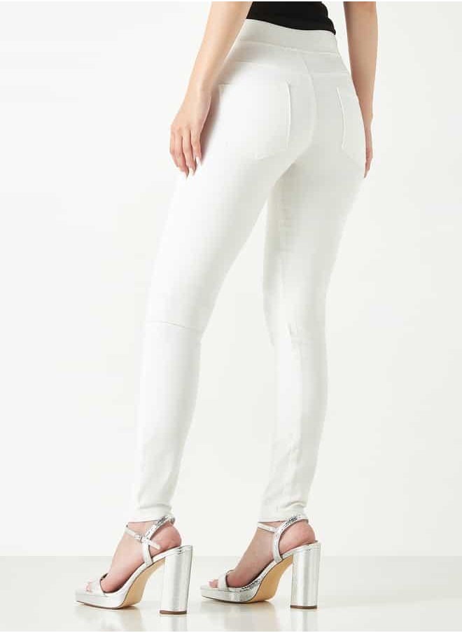 Lee Cooper Plain Jeggings with Elasticised Waistband and Pocket Detail
