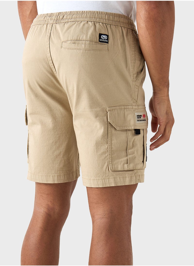 Ecko Textured Flexi Waist Shorts with Cargo Pocket