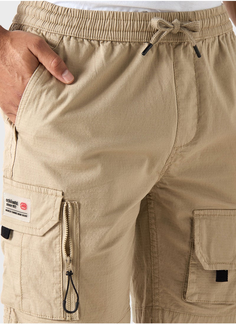 Ecko Textured Flexi Waist Shorts with Cargo Pocket