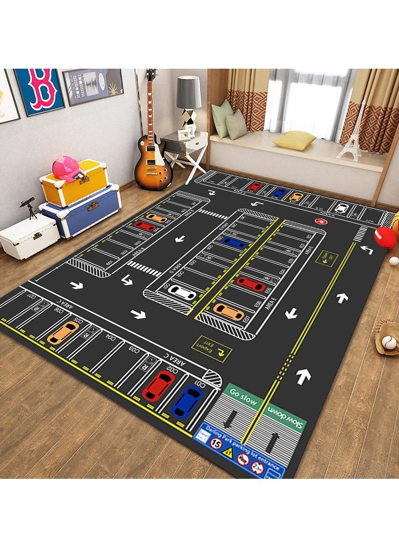 Large Play Mat, Car Trafficc Theme Rug Carpet for Kids, Kids Room Area Rug Bedroom Decor Rug Educational Road Traffic Carpet (Size 80cm×120cm/32