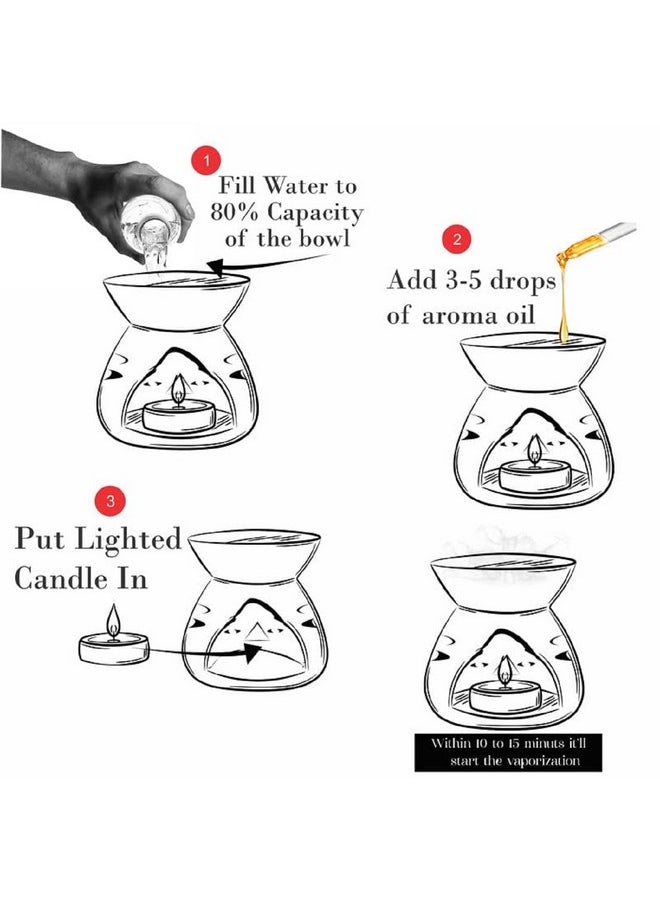 Pure Source India Ceramic Oil Burner Aroma Diffuser Set of 2 (Red & Yellow)