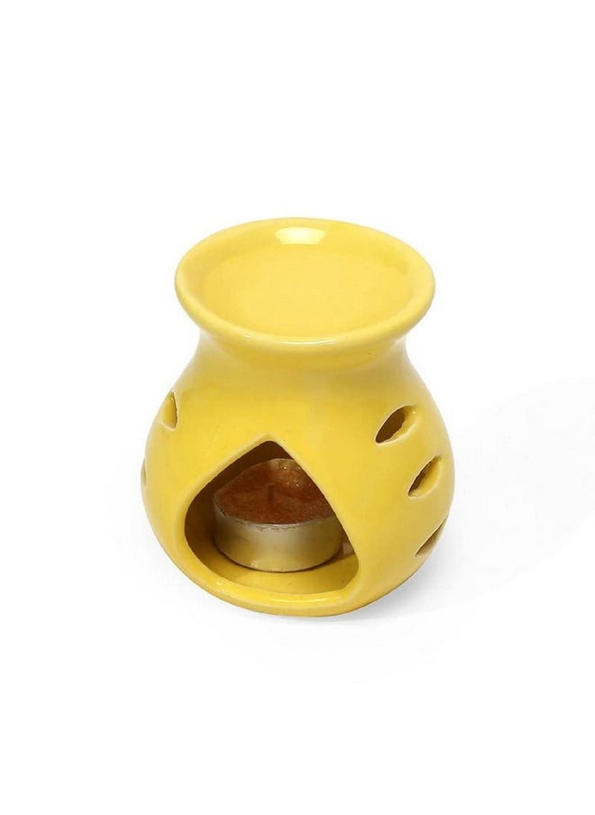 Pure Source India Ceramic Oil Burner Aroma Diffuser (Yellow Set of 2)