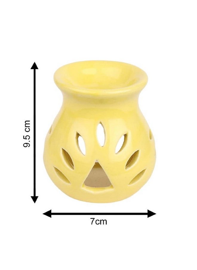 Pure Source India Ceramic Oil Burner Aroma Diffuser (Yellow Set of 2)