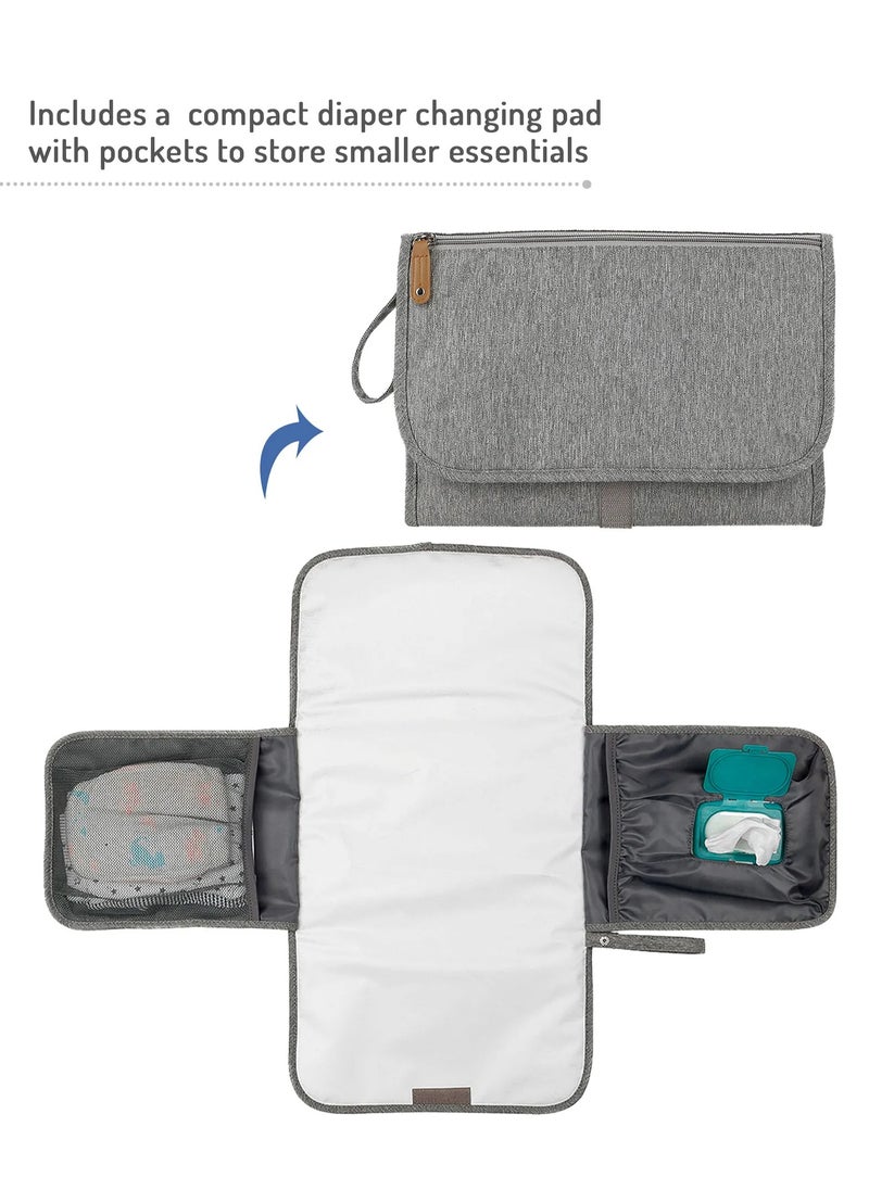 Bonfino Multipurpose Diaper Bag, Waterproof, Insulated Pockets, Baby Essential Organizer, 0 Months+, 40 x 14 x 41 cm - Grey
