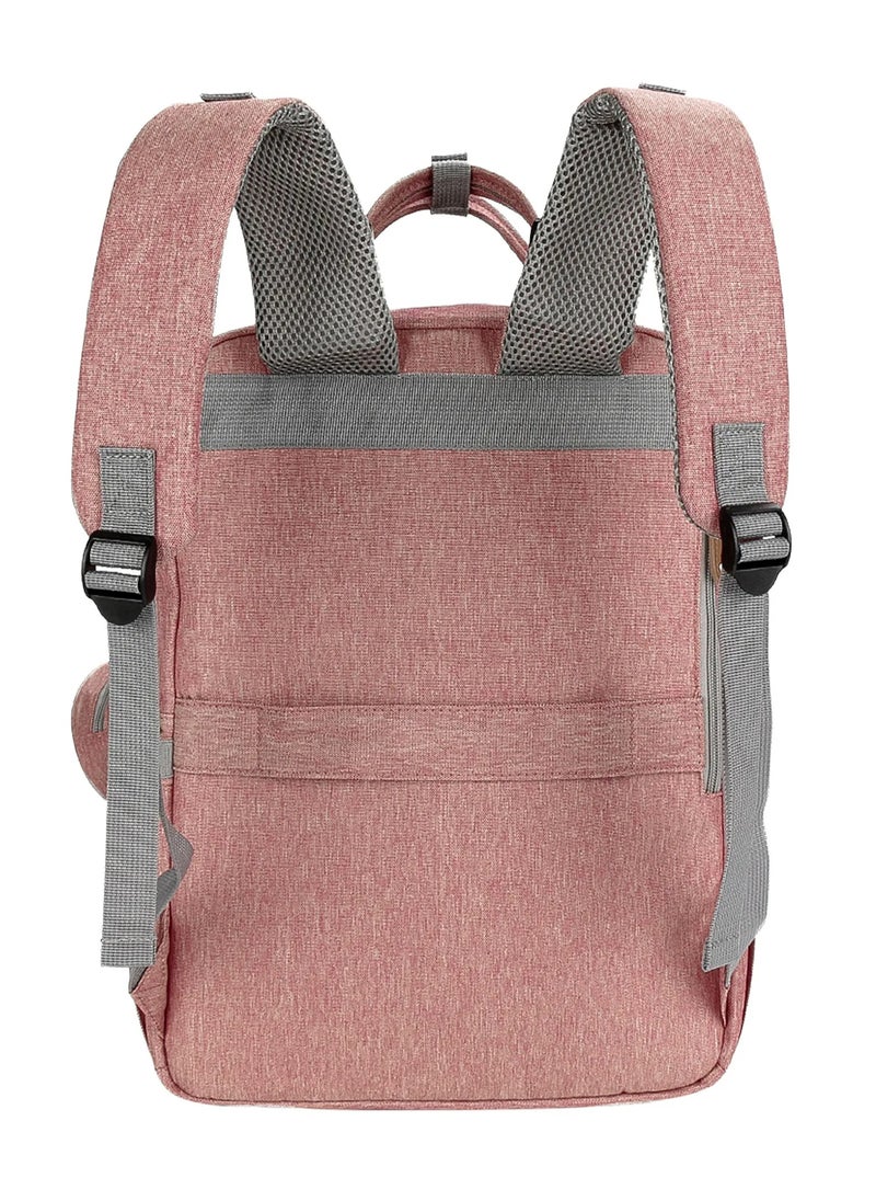 Bonfino Multipurpose Diaper Bag, Waterproof, Insulated Pockets, Baby Essential Organizer, 0 Months+, 40 x 14 x 41 cm - Pink and Grey