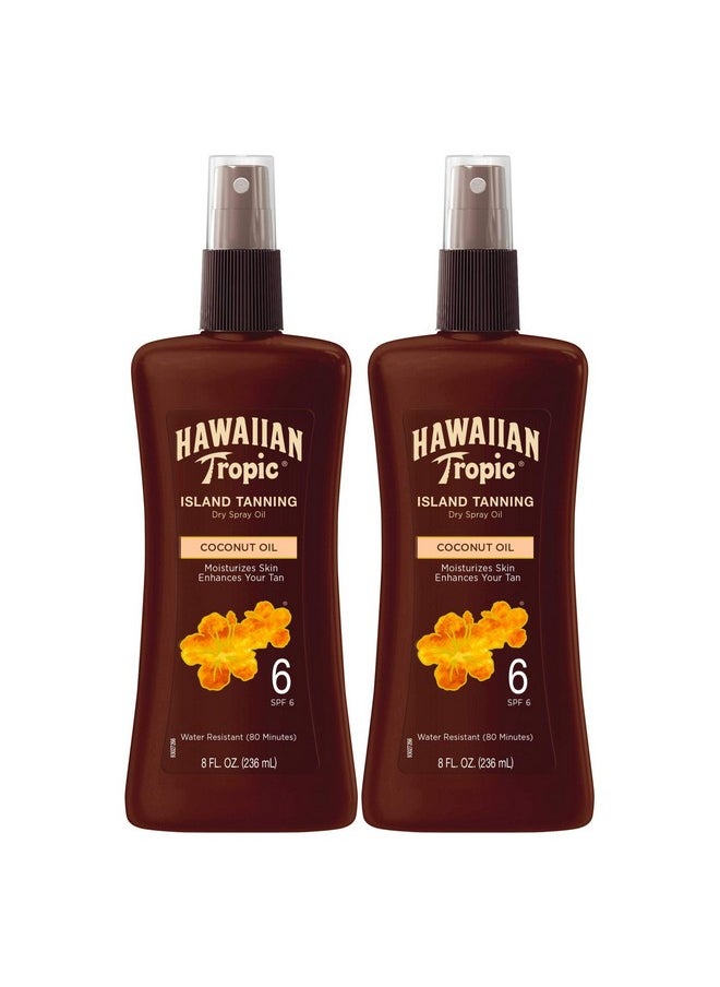 Hawaiian Tropic Island Tanning Oil Spray Sunscreen SPF 6, 8oz | Tanning Sunscreen, Tanning Oil with SPF, Moisturizing Body Oil, Hawaiian Tropic Oil, Outdoor Tanning Oil, 8oz each Twin Pack