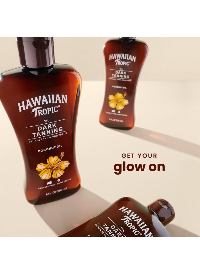 Hawaiian Tropic Dark Tanning Oil, 8oz | Moisturizing Body Oil, Tan Enhancer, Cocoa Butter Oil, Coconut Oil for Skin, Oxybenzone Free, 8oz each Twin Pack